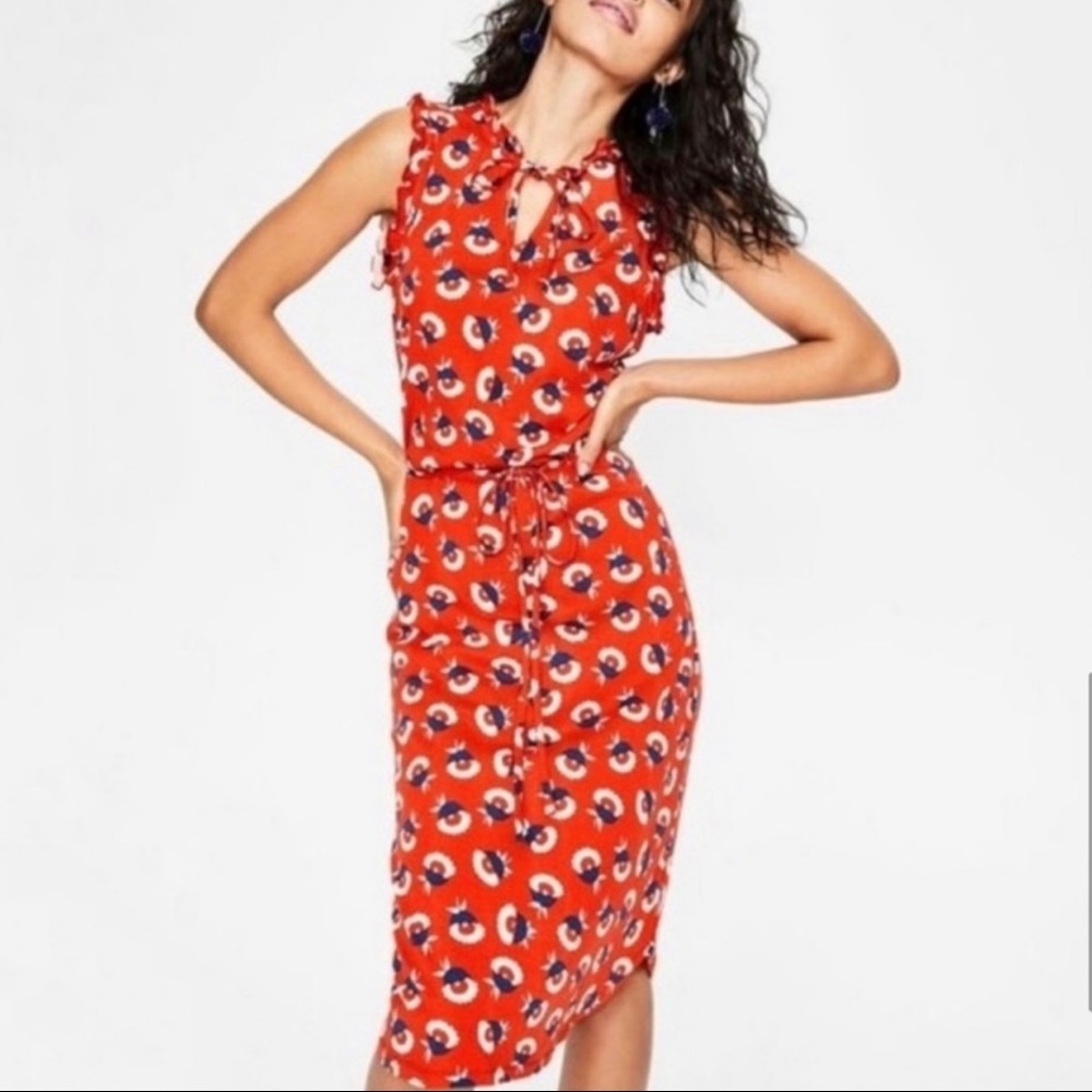 Boden Red Poppy Floral Jersey Knit Summer Dress